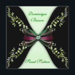 Elegantgrönt och svart inbjudan med<br><div class="desc">Elegantgrönt och svart inbjudan med diamantpilbågen</div>