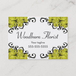 Elegantgult- och svartblommor visitkort
