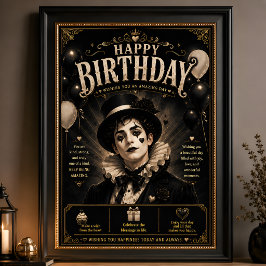 Elegantisk gotisk Pierrot-födelsedag Poster