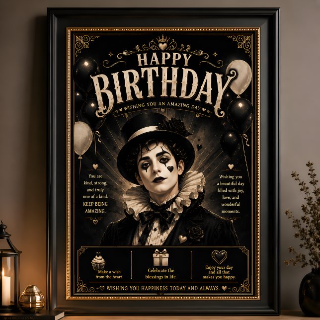 Elegantisk gotisk Pierrot-födelsedag Poster (Skapare uppladdad)