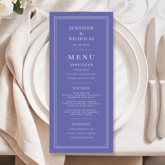 Elegantl Formal Purple Wedding Meny (Elegantl Formal Purple Wedding Menu)
