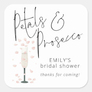 ElegantScript Petals Prosecco Möhippa Tack Fyrkantigt Klistermärke