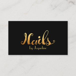 Elegantsvart & guld- nageltekniker visitkort