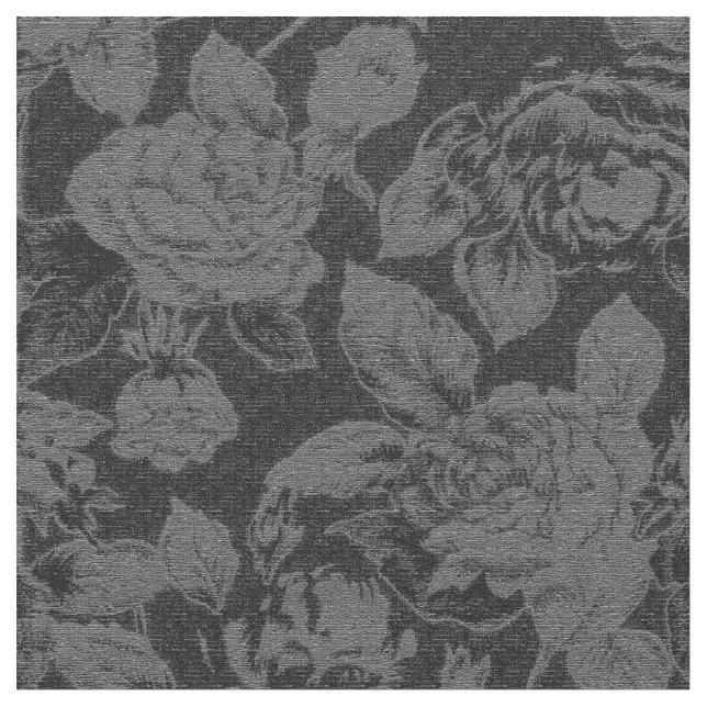 Elegantsvart och blom- tryck för grå färg tyg (Närbild)