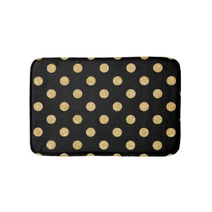 Elegantsvart och guld- glitterpolka dotsmönster badrumsmatta