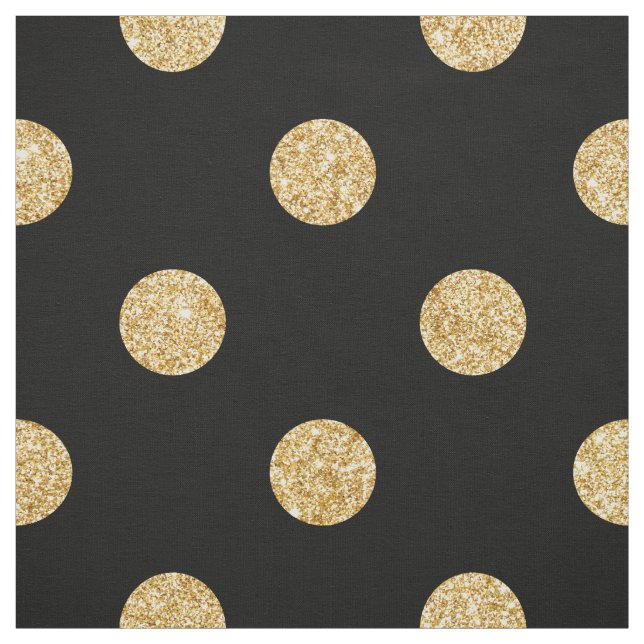 Elegantsvart och guld- glitterpolka dotsmönster tyg (Provkarta)