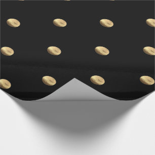 Elegantsvart och guld- Lookpolka dotsmönster Presentpapper