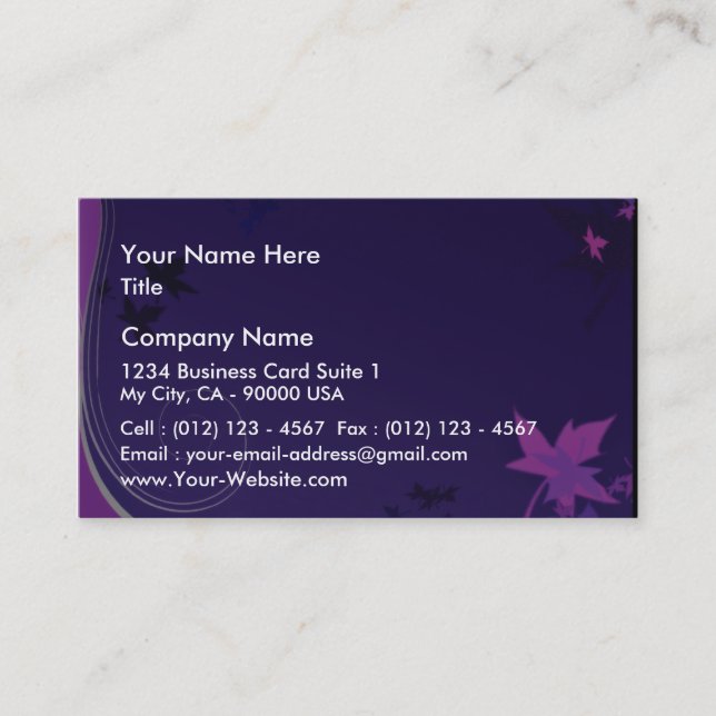 Elegantsvart- och rosalöv visitkort (Framsida)