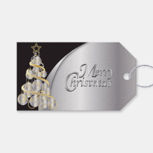 Elegantsvart-, silver- och guldjul presentetikett