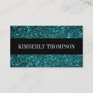 Elegantsvart & turkosglitter visitkort