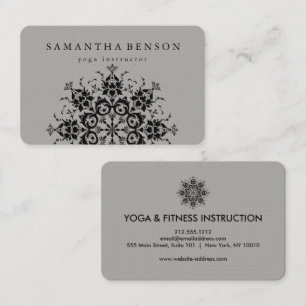 Elegantsvart & Yoga för grå färgblommalogotyp Visitkort