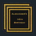 Elegantsvarten & guld- glitter inramade den 16th inbjudningar<br><div class="desc">För snyggt, sofistikerad och modern personligman för elegant och 16th inbjudan för födelsedagsfest. Bekläda av denna flott födelsedaginbjudan har en härlig dubblaslättsvart och en härlig sparkly guld- glittergräns. Det omvänt av denna födelsedagmall har den samma designen med nog utrymme för att dig ska personifiera med din händelse specificerar. En enkel...</div>