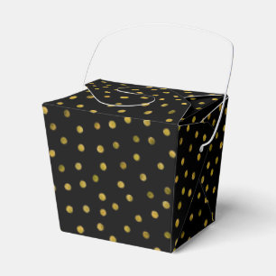 Elegantsvarten och guld omkullkastar konfettiar presentaskar