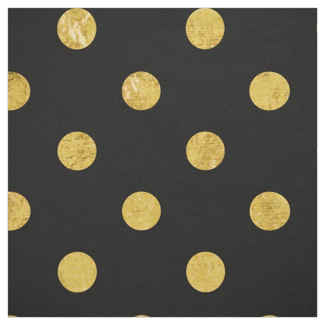 Elegantsvarten och guld omkullkastar Polka pricker Tyg (Provkarta)