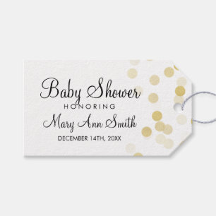 Elegantt baby showerfavörguld omkullkastar presentetikett