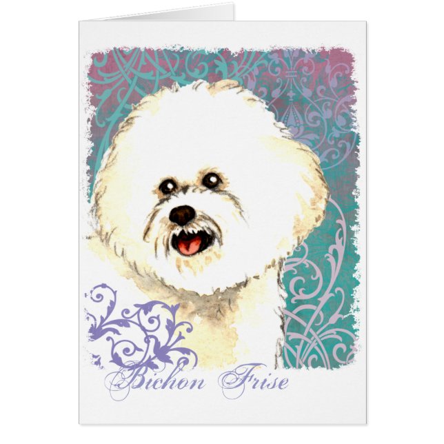 Elegantt Bichon Frise kort (Framsidan)