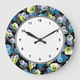 Elegantt blommatryck för mörka pansies stor klocka