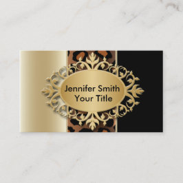 Elegantt champagne- och svartLeopardtryck Visitkort