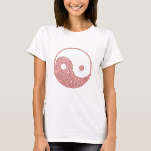 Elegantt chic Fauxglitter rosa guld- Ying Yang Tröja