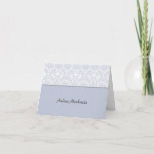 Elegantt damastast blåttfototack Notecard Tack Kort