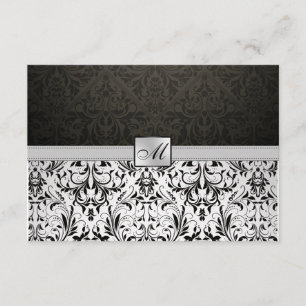 Elegantt damastast Monogramtackkort Tack Kort