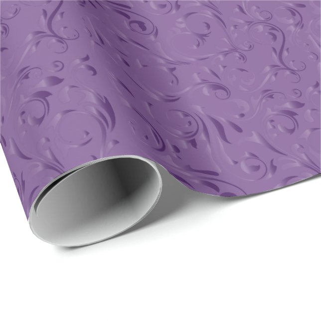 Elegantt djupt - purpurfärgad damastast design presentpapper (Rullad Hörn)