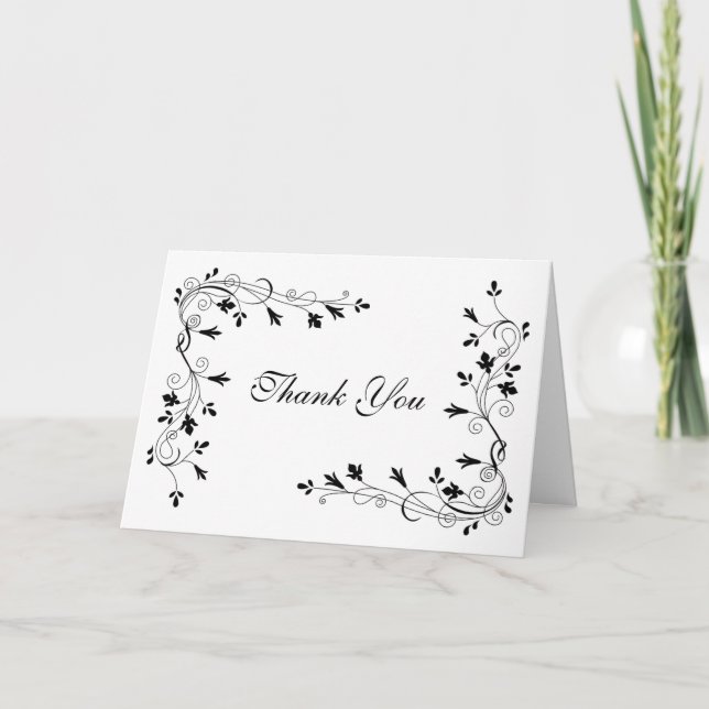 Elegantt enkelt blom- tack för blommaVinegräns Kort (Framsida)