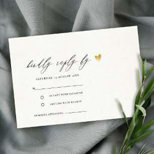 ELEGANTT ENKELT GULD KONSTTRYCK RSVP OSA KORT
