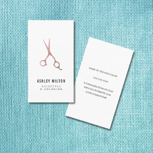 Elegantt enkelt rosa guld Scissors hårstylisten Visitkort