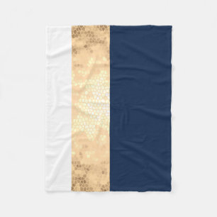 elegantt fauxguld som är marinblått, vit görar fleecefilt
