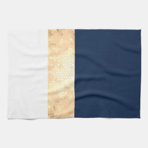 elegantt fauxguld som är marinblått, vit görar kökshandduk