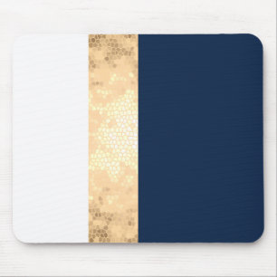 elegantt fauxguld som är marinblått, vit görar musmatta