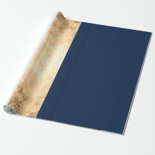 elegantt fauxguld som är marinblått, vit görar presentpapper
