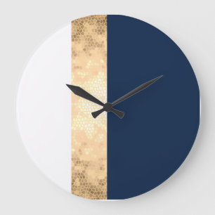 elegantt fauxguld som är marinblått, vit görar stor klocka