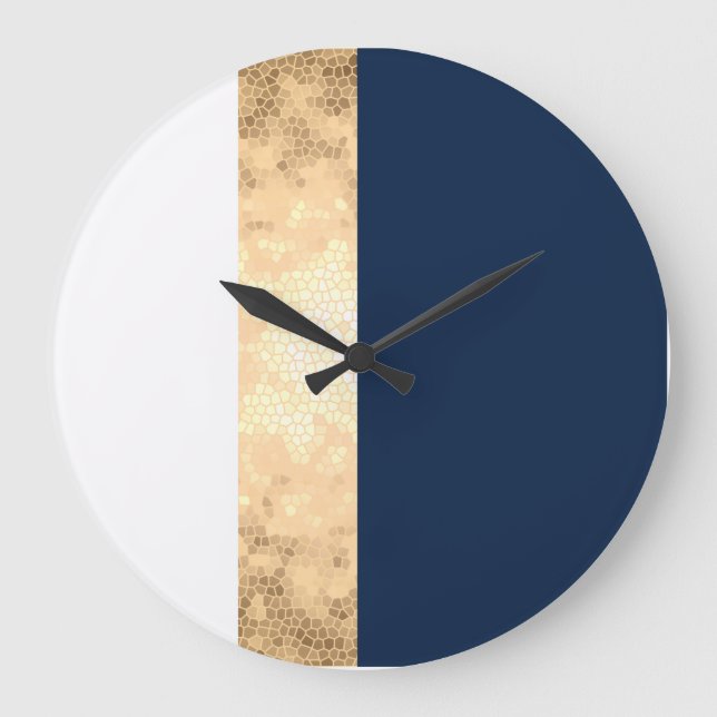 elegantt fauxguld som är marinblått, vit görar stor klocka (Framsida)