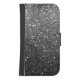 Elegantt Fauxsvartglitter Galaxy S4 Plånboksfodral (Framsidan)
