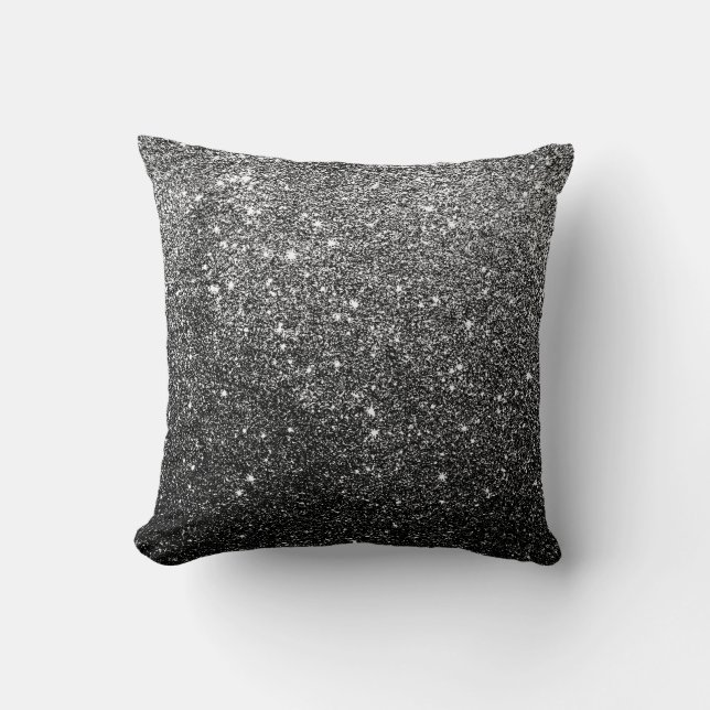 Elegantt Fauxsvartglitter Kudde (Framsida)