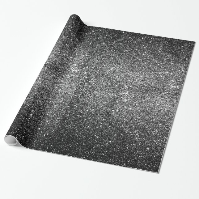 Elegantt Fauxsvartglitter Presentpapper (Utrullad)