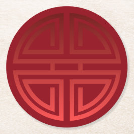 Elegantt festligt chic rött kinesiskt underlägg papper rund