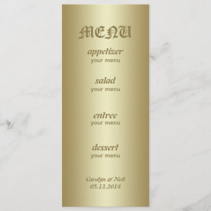 Elegantt flott guld- menykort meny