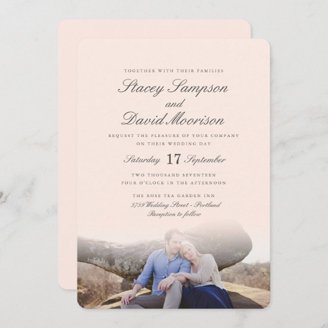 Elegantt fotobröllop inbjudningar (Fram/baksida)