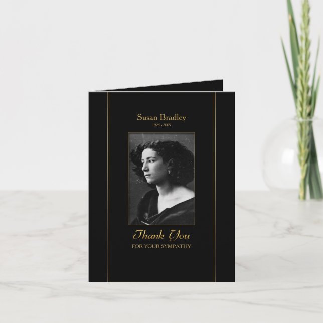 Elegantt fotosympatitack med guld- leda i rör tack kort (Framsida)