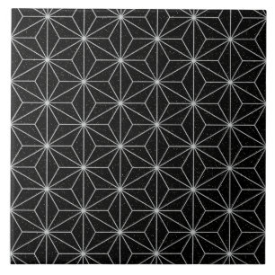 Elegantt geometriskt mönster - silver & Svart Kakelplatta