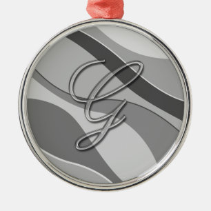 Elegantt Glass MonogrambrevG Julgransprydnad Metall