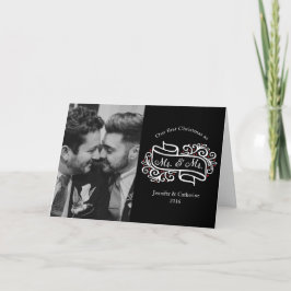 Elegantt glatt nygift personjulfoto helgkort