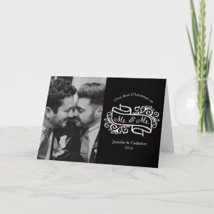 Elegantt glatt nygift personjulfoto helgkort