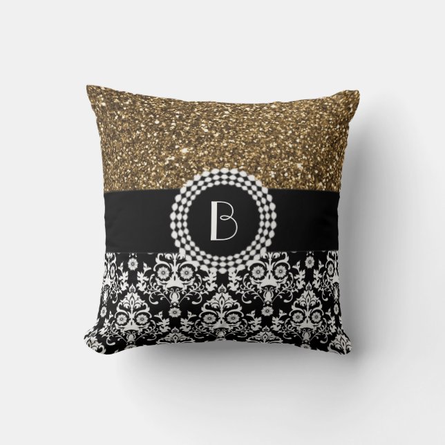 Elegantt glitter och damastast mönster med kudde (Framsida)