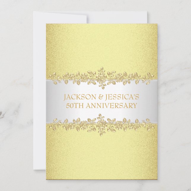 Elegantt guld- årsdagparty för ro 50th inbjudningar (Framsida)