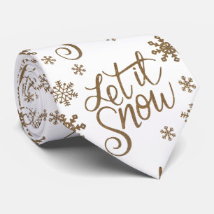 Elegantt guld- glitter låt det snöa textsnöflin slips