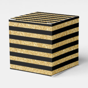 Elegantt guld- glitter och svart randmönster presentaskar